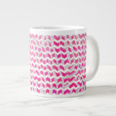 Hot Pink en White Chevron Zebra Grote Koffiekop (Voorkant rechts)