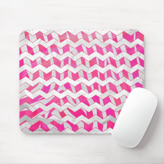 Hot Pink en White Chevron Zebra Muismat (Met muis)