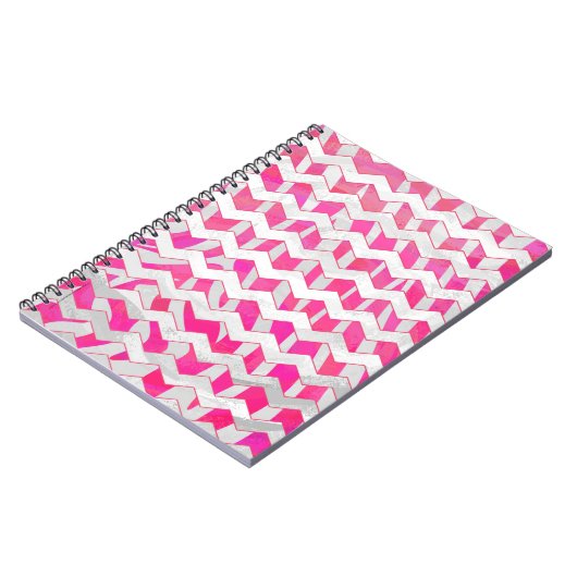 Hot Pink en White Chevron Zebra Notitieboek (Linkerzijde)