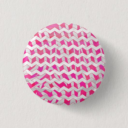 Hot Pink en White Chevron Zebra Ronde Button 3,2 Cm (Voorkant)