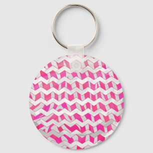 Hot Pink en White Chevron Zebra Sleutelhanger
