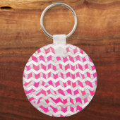 Hot Pink en White Chevron Zebra Sleutelhanger (Voorkant)