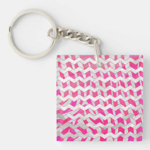 Hot Pink en White Chevron Zebra Sleutelhanger