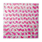 Hot Pink en White Chevron Zebra Tegeltje (Voorkant)