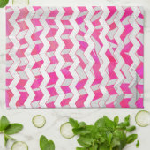 Hot Pink en White Chevron Zebra Theedoek (Gevouwen)