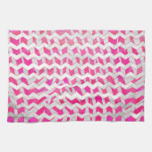 Hot Pink en White Chevron Zebra Theedoek (Horizontaal)
