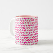 Hot Pink en White Chevron Zebra Tweekleurige Koffiemok (Voorkant links)