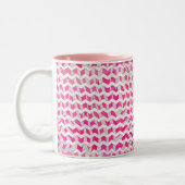 Hot Pink en White Chevron Zebra Tweekleurige Koffiemok (Links)