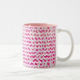 Hot Pink en White Chevron Zebra Tweekleurige Koffiemok