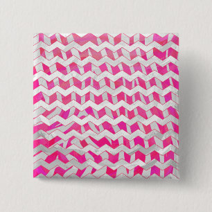 Hot Pink en White Chevron Zebra Vierkante Button 5,1 Cm