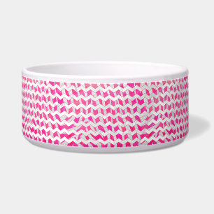Hot Pink en White Chevron Zebra Voerbakje