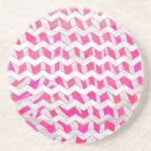 Hot Pink en White Chevron Zebra Zandsteen Onderzetter (Voorkant)