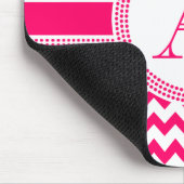Hot Pink en White Chevron Zig Zag Pattern Muismat (Hoek)