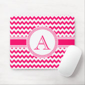 Hot Pink en White Chevron Zig Zag Pattern Muismat (Met muis)