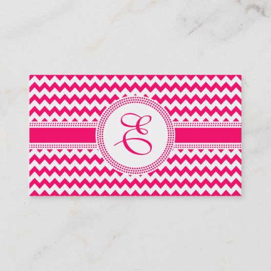 Hot Pink en White Chevron Zig Zag Pattern Visitekaartje (Achterkant)
