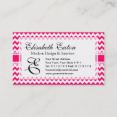 Hot Pink en White Chevron Zig Zag Pattern Visitekaartje (Voorkant)
