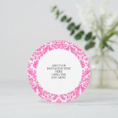 Hot Pink en White Elegant Damask Patroon Kaart (Staand voorkant)