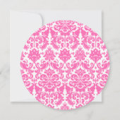 Hot Pink en White Elegant Damask Patroon Kaart (Achterkant)