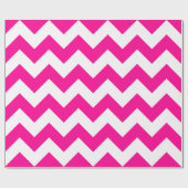 Hot Pink en White Extra Grote Chevron Cadeaupapier (Vlak)