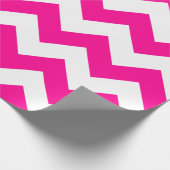 Hot Pink en White Extra Grote Chevron Cadeaupapier (Hoek)
