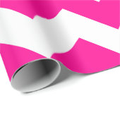 Hot Pink en White Extra Grote Chevron Cadeaupapier (Rol Hoek)