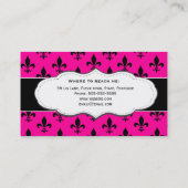 Hot Pink en White Fleur de Lis visitekaartjes (Achterkant)