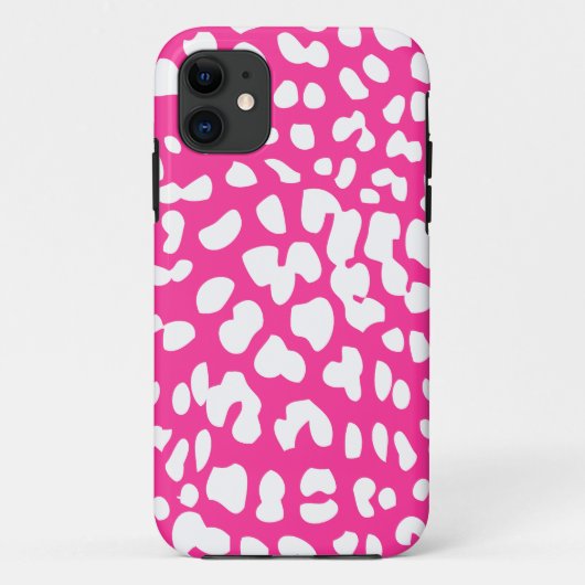 Hot Pink en White Leopard Print iPhone 5 Hoesje (Achterkant)