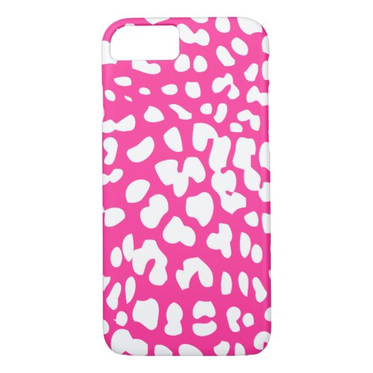 Hot Pink en White Leopard Print iPhone 7 Hoesje (Achterkant)