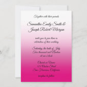Hot Pink en White Ombre Calligraphy Wedding Kaart (Voorkant)