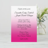 Hot Pink en White Ombre Calligraphy Wedding Kaart (Staand voorkant)