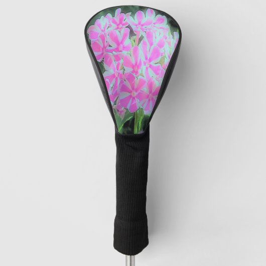 Hot Pink en White Peppermint Twist Garden Phlox Golfheadcover (Voorkant)