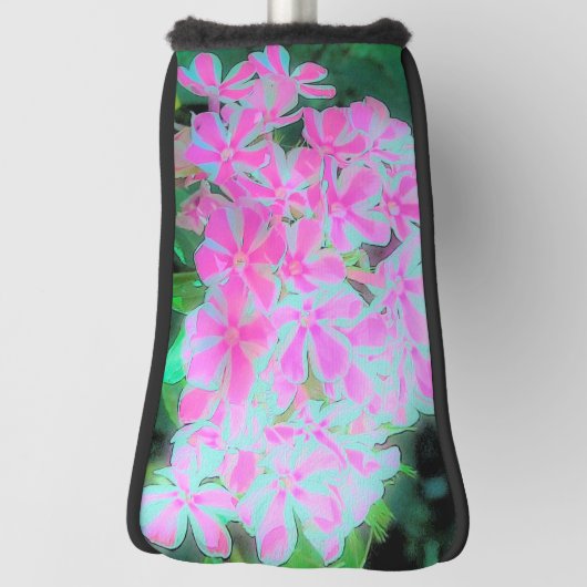 Hot Pink en White Peppermint Twist Garden Phlox Golfheadcover (Draai 90)