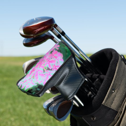 Hot Pink en White Peppermint Twist Garden Phlox Golfheadcover (Insitu)