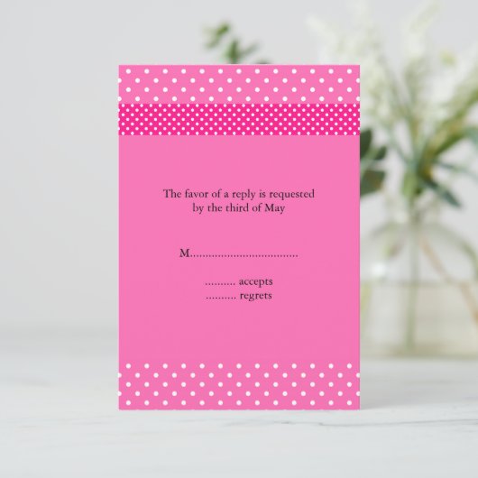Hot Pink en White Polka Dot RSVP (Staand voorkant)