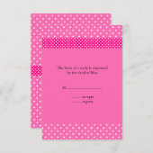 Hot Pink en White Polka Dot RSVP (Voorkant / Achterkant)