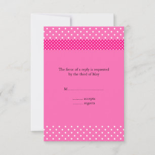 Hot Pink en White Polka Dot RSVP Kaartje
