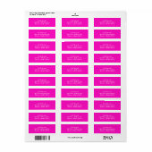 Hot Pink en White Simple Return-adreslabels Etiket (Full Sheet)