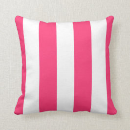 Hot Pink en White Striped Decorative Kussen