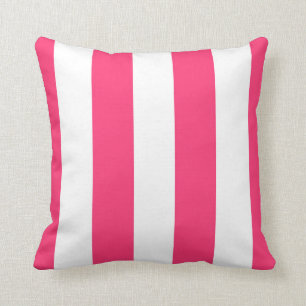 Hot Pink en White Striped Decorative Kussen