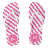 Hot Pink en White Striped en Monogramed Teenslippers (Voetbed)