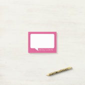 Hot Pink en White Talk Bubble Persoonlijke naam Post-it® Notes (Op bureau)