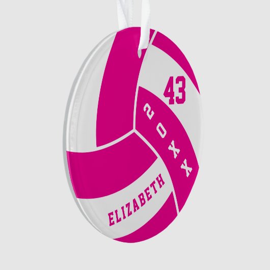 Hot Pink en White Volleyball 4 | DIY-naam Ornament (voorkant)