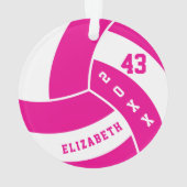 Hot Pink en White Volleyball 4 | DIY-naam Ornament (achterkant)