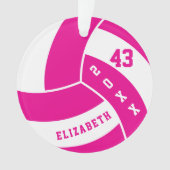 Hot Pink en White Volleyball 4 | DIY-naam Ornament (voorkant)