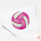 Hot Pink en White Volleyball Ronde Sticker (Envelop)