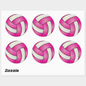 Hot Pink en White Volleyball Ronde Sticker (Vel)