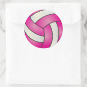 Hot Pink en White Volleyball Ronde Sticker (Tas)