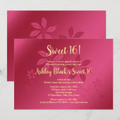 Hot Pink en Yellow Sweet 16 Birthday Uitnodiging (Voorkant / Achterkant)
