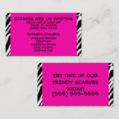 Hot Pink en Zebra Print Visitekaartje (Voorkant / Achterkant)