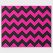Hot Pink en zwarte Extra Grote Chevron Cadeaupapier (Vlak)